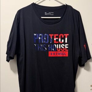 Under Armour Black Tee with Red and Blue Graphic